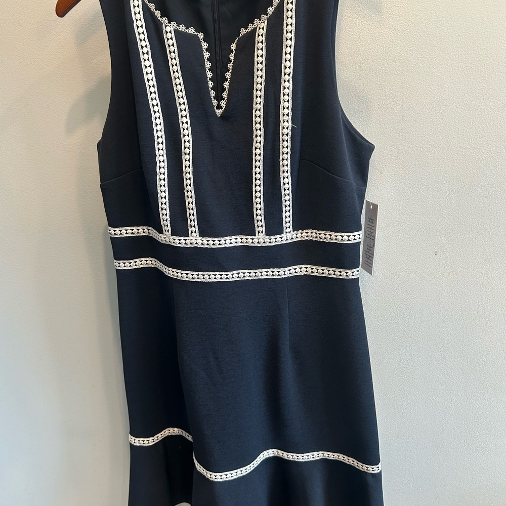 Nanette Lepore Blue and White Sheath Mini Dress